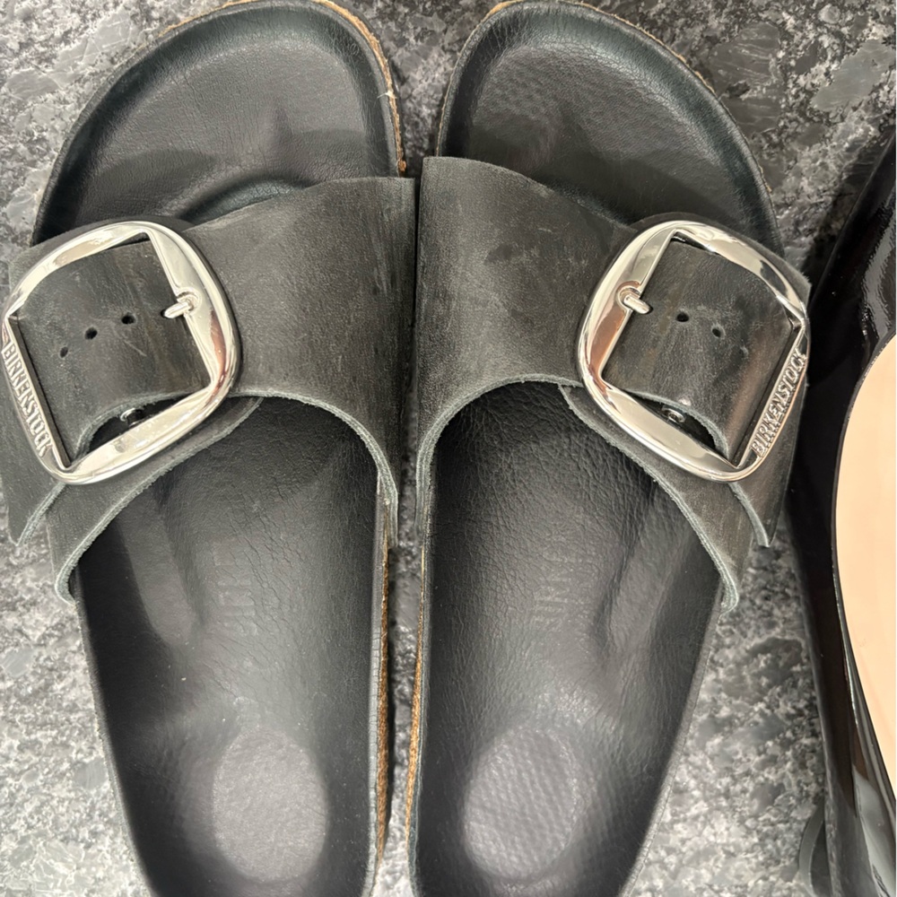 Birkenstock Black Sandals with Silver Buckles